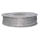 Lurex szalag, 3 mm, arany vagy ezüst, 92 méter/orsó (100 yard) Díszítő, csomagoló szalag lurexes.