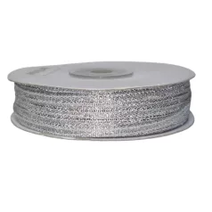  Lurex szalag, 3 mm, arany vagy ezüst, 92 méter/orsó (100 yard) Díszítő, csomagoló szalag lurexes.