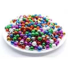   Gyöngy fűzhető 8 mm metál MIX. furat: 2 mm 50 gr/csomag  (kb.: 210 db). Metál színű fűzhető gyöngyök. 