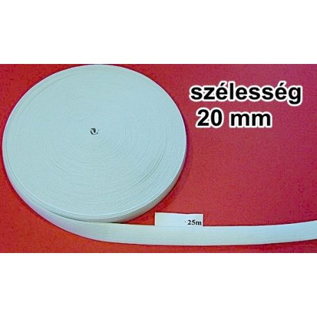 Gumiszalag 25 mm fehér (nyersfehér)raschel 235  Ft/m  (25 m)