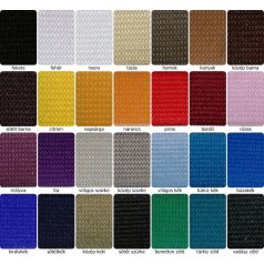   Gumiszalag 20 mm, raschel szövés, többféle színben (25 m/ tekercs/szín). 