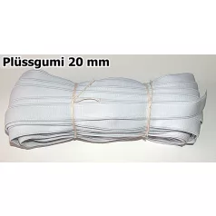 Plüssgumi szalag, 20 mm, fehér színű (25 m) 