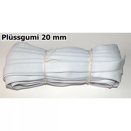 Plüssgumi szalag, 20 mm, fehér színű (25 m) 