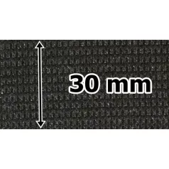   Gumiszalag 30 mm, raschel szövés, fekete színben (25 m/ tekercs/szín). 