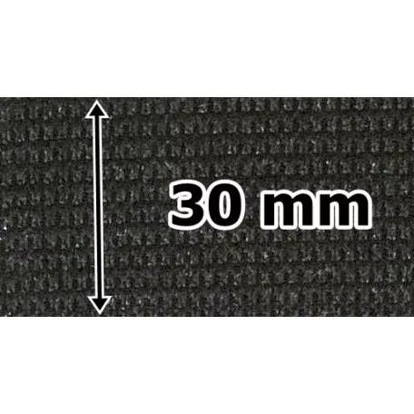 Gumiszalag 30 mm, raschel szövés, fekete színben (25 m/ tekercs/szín). 