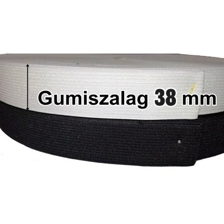 Gumiszalag 38 mm hófehér, nyersfehér és fekete színben (rachel szövés) (25 m)  