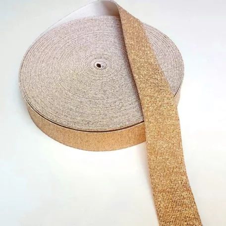 Gumiszalag 38 mm arany (sötét arany)  lurex-es (25 méter)