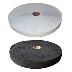 Plüssgumi szalag, 40 mm, fehér vagy fekete (25 m)