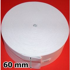   Gumiszalag 60 mm, raschel szövés, törtfehér és fekete színben (25 m/ tekercs/szín). 