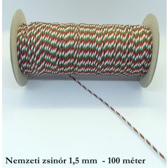   Nemzeti zsinór 1,5 mm vastag, hengeres,  hitelesítő zsinór,  PES (100 méter/orsó)