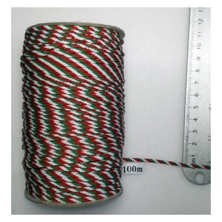 Nemzeti színű zsinór 3 mm, (PES) ü (100 méter/orsó) 