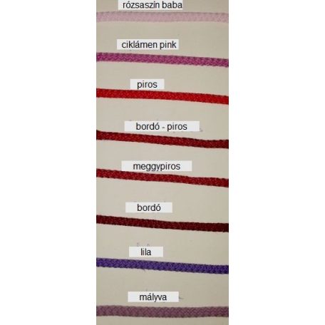 Zsinór 5 mm, szövött zsinór többféle színben, (PES) (50 méter) Kapucni, tornazsák, behúzó zsinór, ruhazsinór.