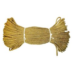   Szövött zsinór 4 mm, arany lurex hengeres dekorációs kellék ( 50 méteres) 