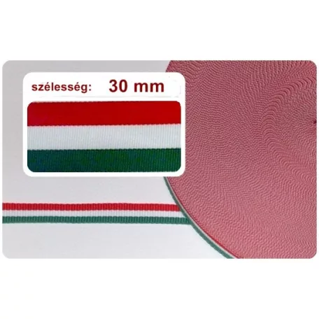 Nemzeti szalag 30 mm széles, ripsz szövésű PES (25 méter / tekercs)