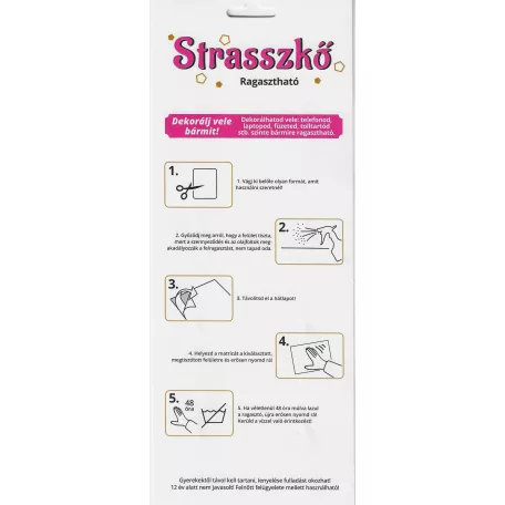 Angyalka öntapadó strasszkő, kb. 40 mm x 35 mm. 1 lapon 10 db angyal forma
