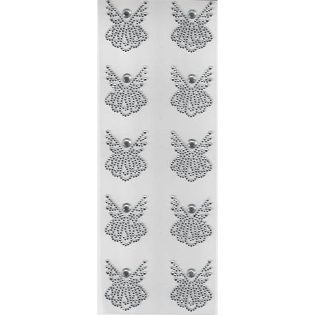 Angyalka öntapadó strasszkő, kb. 40 mm x 35 mm. 1 lapon 10 db angyal forma