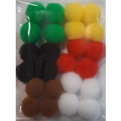   Pompon 15 mm mix/vegyes zsenilia golyók  (minimum 6 szín) 24 db/csomag  