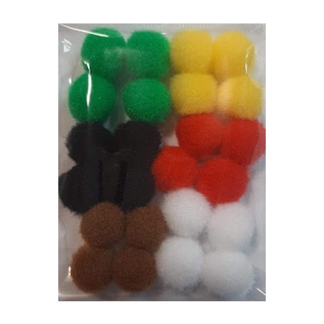 Pompon 15 mm mix/vegyes zsenilia golyók  (minimum 6 szín) 24 db/csomag  