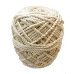   Makramé zsinór sodrott 4 mm, 0,6/3 nyersfehér színű,  pamut. 500gr/gombolyag. 