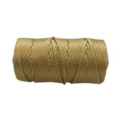   Makramé 3 mm, óarany színű  UV álló zsinór,  fényes PP anyagból strapabíró. Kültérre is. 100 méter/kiszerelés. 