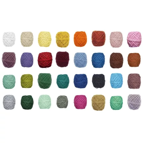 Makramé zsinór sodrott 1,5 mm színes 3,3/3 pamut anyagból 50g/ 50 méter/db, többféle színben.