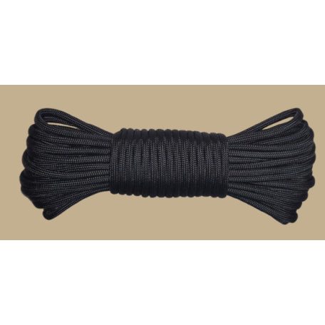 Biztonsági zsinór, Paracord 550 . 3,8 mm vastagságú, fekete színben. 10 méter