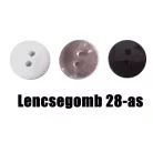Lencsegomb  28-as (17,7 mm) fehér, fekete, átlátszó, kétlyukú, műanyag gomb. 100 db/csomag