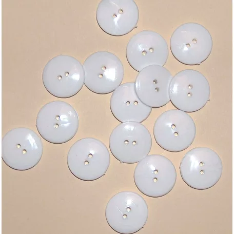 Lencsegomb  28-as (17,7 mm) fehér, fekete, átlátszó, kétlyukú, műanyag gomb. 100 db/csomag