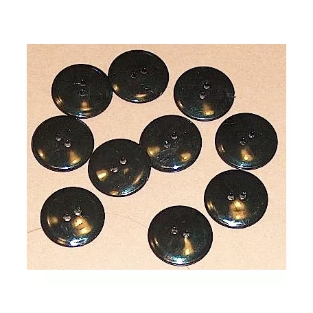 Lencsegomb  28-as (17,7 mm) fehér, fekete, átlátszó, kétlyukú, műanyag gomb. 100 db/csomag