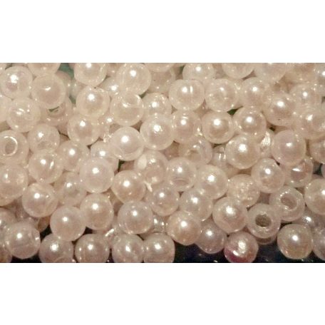 Tekla gyöngy 5 mm fűzhető fehér vagy ekrü fűzhető gyöngy kb. 250 db / csomag