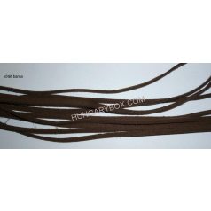   Bőrcsík, velúrbőr szál, 3 mm x 2 mm szögletes, ecobőr nem fényezett, többféle színben;  5 x 1 méter / csomag/szín. 