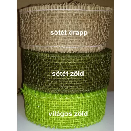 Juta szalag 50 mm x 10 méter, többféle színben természetes dekorkorációs szalag. 9 méteres