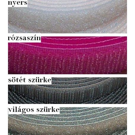 Varrható tépőzár színes 20 mm .5 méter/kiszerelés. (Komplett: kampós+ bolyhos)
