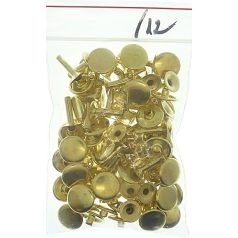   Csőszegecs, bőrszegecs 12 mm (fej)+12 mm (láb), rézarany, vas alapú. (100 pár/csomag)
