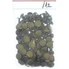 Csőszegecs, bőrszegecs 12 mm (fej)+12 mm (láb), antikolt réz színű,  vas alapú. (100 pár/csomag)