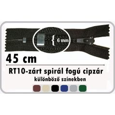 RT10 zárt spirálcipzár 45 cm. 250 Ft/db  (5 db)