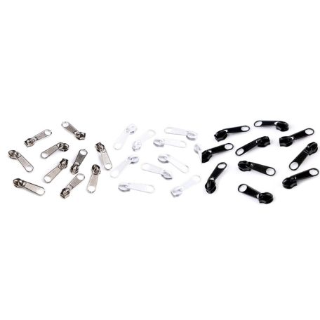 RT0 cipzárkocsi (3-as) laza, fém, fehér, fekete, spirál cipzárhoz (50 db/cs)