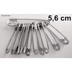 Biztosítótű nikkel 4-es méret.  5,6 cm-es 12 db / szett