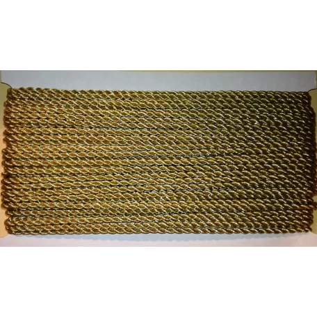 Arany zsinór sodrott 3 mm lurexes, arany vagy ezüst 25 méteres