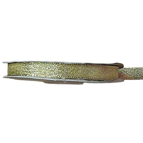 Lurex szalag, 10 mm, arany vagy ezüst színben, dekorációs kellék.  ( 22 méter/orsó)