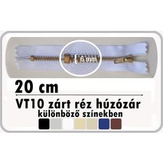   Fémcipzár VT10 zárt réz húzózár 20 cm,    (10 db/csomag) 