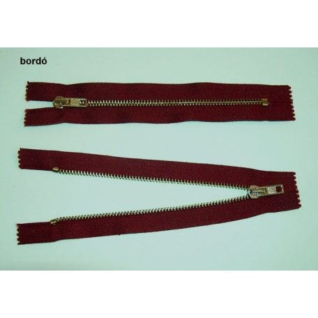 Fémcipzár VT10 zárt réz húzózár 20 cm,    (10 db/csomag) 