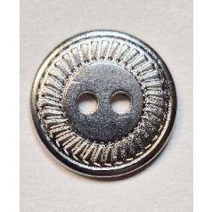   Fém gomb ezüst színű, 2 lyukas 15 mm ( 24-es)  30 db / csomag