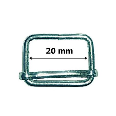 Osztott szögletes fémcsúszó 20 mm, táska szabályozó  Vastag anyagból.   (25 db /csomag) 
