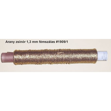 Arany zsinór lurex 1,3 mm-es szövött,  62 Ft/m   (1909) (100 m)