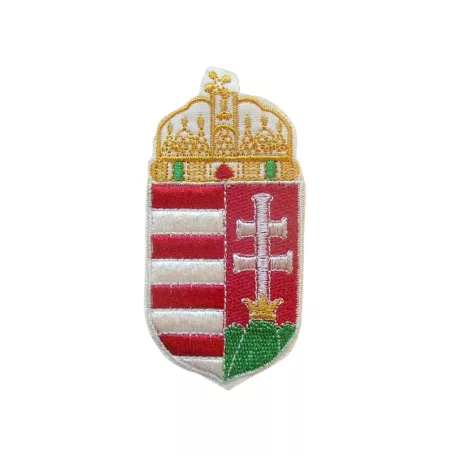 Magyar nemzeti címer, varrható, 65 mm x 33 mm  (kicsi) 1 db-tól is.