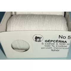   Gépcérna 50-es vastagságú 100 % pamut,  500 m/cséve, fehér v. fekete (5 db v.10 db )