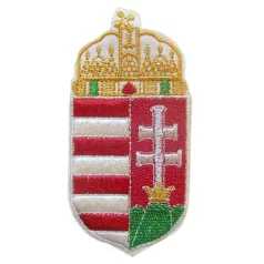   Magyar nemzeti címer, varrható, 85 mm x 42 mm , ( nagy) (5 db/ csomag) Felvarró