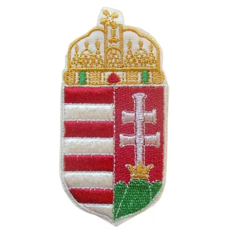 Magyar nemzeti címer, varrható, 85 mm x 42 mm , ( nagy) (5 db/ csomag) Felvarró