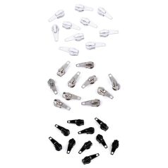   Cipzárkocsi RT10 spirál  cipzárkocsi automata, fém. Ezüst, fehér, fekete színben (7-es kocsi) ( 50 db/csomag)